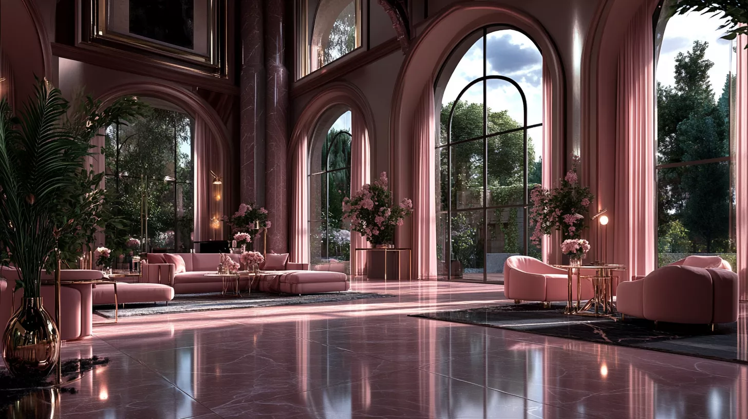 صالون فاخر ينبض بالزهري... حين تتحول الفخامة إلى إحساس صالون فاخر ينبض بالزهري... حين تتحول الفخامة إلى إحساس